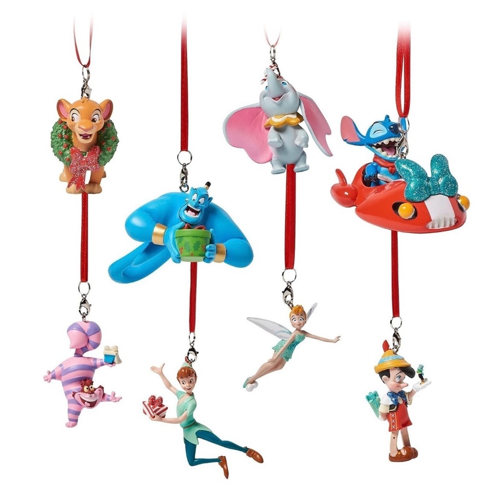 Disney Parks Ornament Set 8 Holiday Christmas Dumbo Tinker bell Peter Pan OPEN